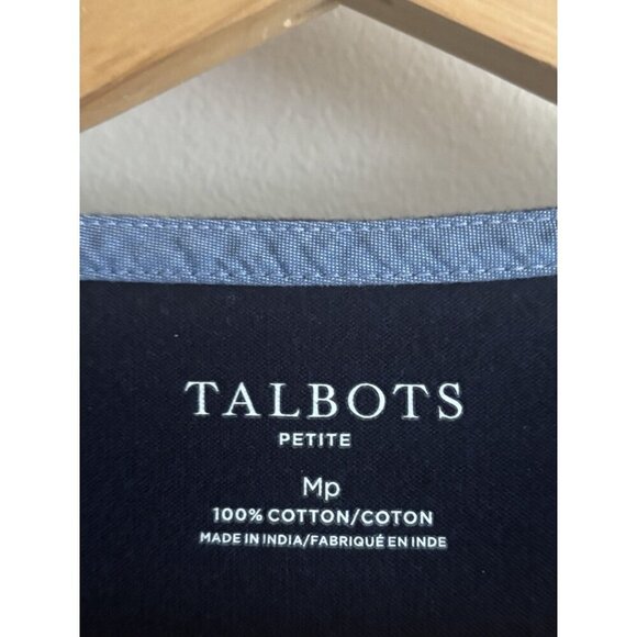 TALBOTS Petite Authentic Talbots Shirt Brigitte Blue Green Stripes Thick Cotton - Picture 3 of 9